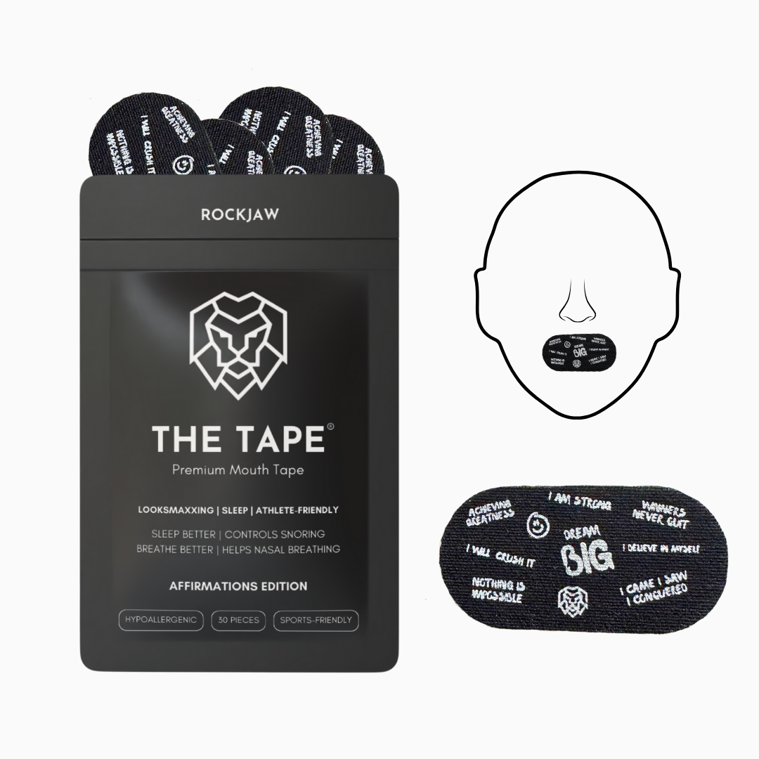 ROCKJAW® Sleep Mouth Tape - Looksmaxxing Tape, Helps Nasal Breathing, Improves Facial Structure & Tongue Posture + Sports Friendly -  Affirmations Edition