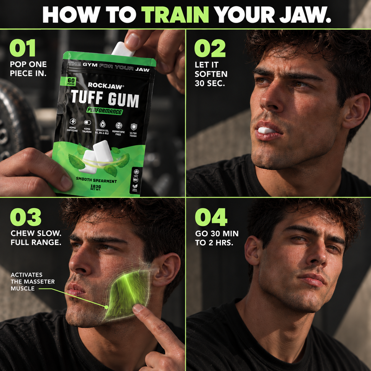 Tuff Gum Performance | Hard Jawline Gum with 40mg Caffeine & 40mg Taurine