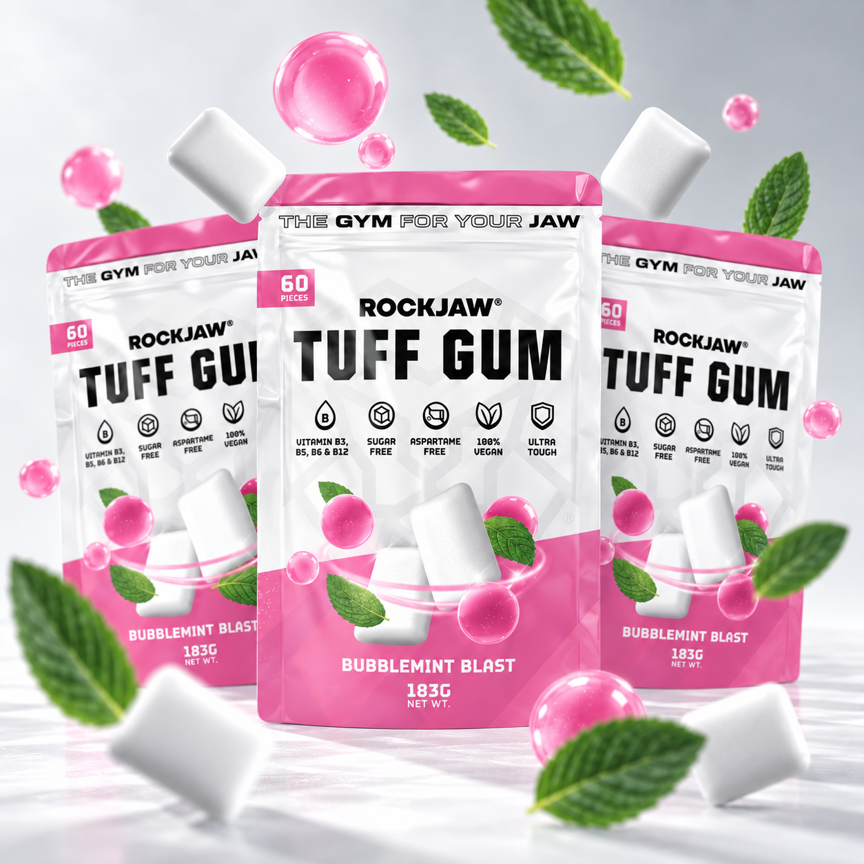 Tuff Gum + B Vitamins | Premium Ultra-Tough Jawline Gum | 60 Pieces