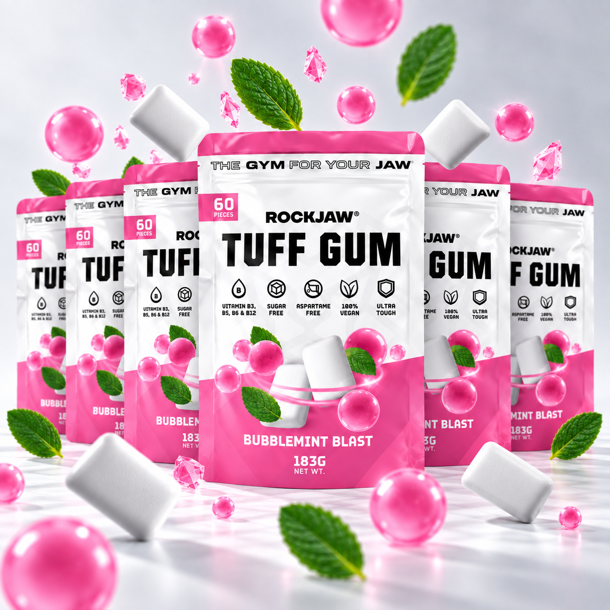 Tuff Gum + B Vitamins | Premium Ultra-Tough Jawline Gum | 60 Pieces