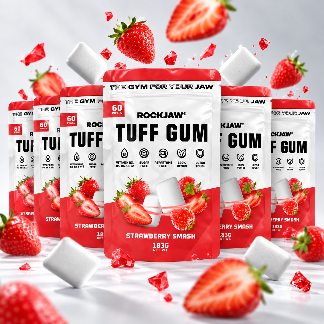 Tuff Gum + B Vitamins | Premium Ultra-Tough Jawline Gum | 60 Pieces