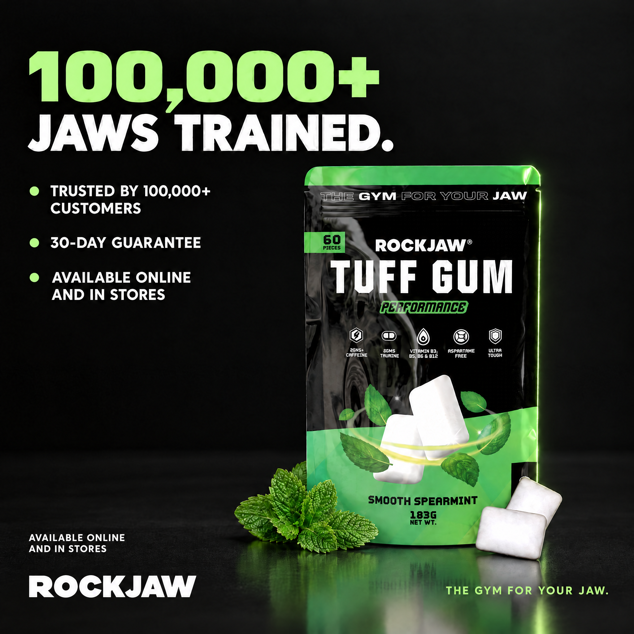 Tuff Gum Performance | Hard Jawline Gum with 40mg Caffeine & 40mg Taurine