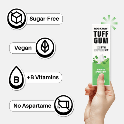 Chicle ROCKJAW® Hard Jawline - Tuff Gum 2.0 con vitaminas B (sin estimulantes)