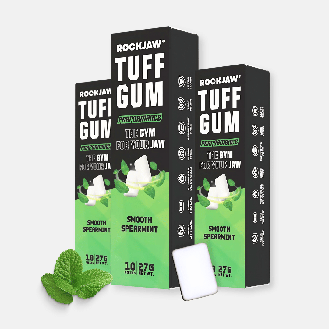 ROCKJAW tough jawline chewing gum with 20mg caffeine and taurine
